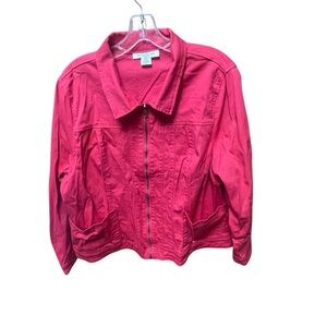 Skye’s The Limit Women's Pink Zip-Up Jacket 1X Cotton Spandex